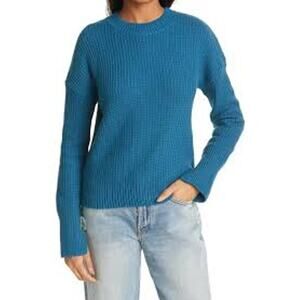 RtA  wilson shaker stitch cotton pullover - aqua blue | Size XS